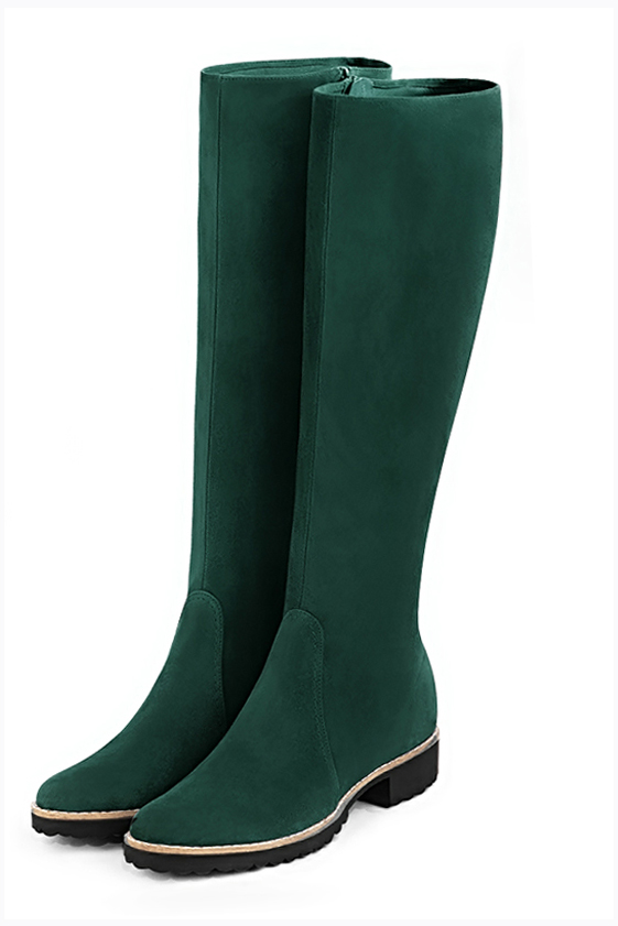 Forest green matching hnee-high boots and bag. View of hnee-high boots - Florence KOOIJMAN